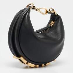 Fendi Black Leather Nano Fendigraphy Hobo