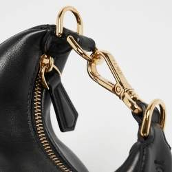 Fendi Black Leather Nano Fendigraphy Hobo