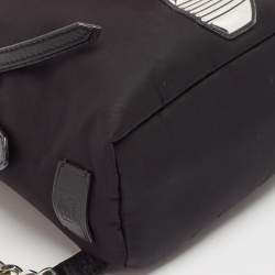Fendi Black Nylon and Shearling Mini Dolce Lightbulb Backpack