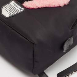 Fendi Black Nylon and Shearling Mini Dolce Lightbulb Backpack