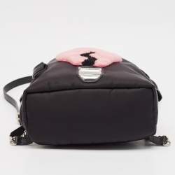 Fendi Black Nylon and Shearling Mini Dolce Lightbulb Backpack