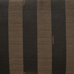 Pre Owned Fendi Tobacco Pequin Stripe Canvas Large Claudia Shoulder Bag