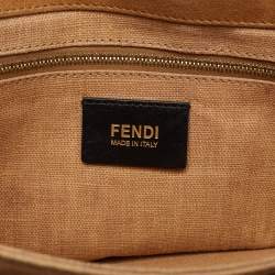 Pre Owned Fendi Tobacco Pequin Stripe Canvas Large Claudia Shoulder Bag