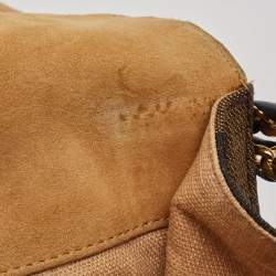 Pre Owned Fendi Tobacco Pequin Stripe Canvas Large Claudia Shoulder Bag