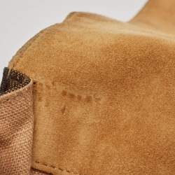 Pre Owned Fendi Tobacco Pequin Stripe Canvas Large Claudia Shoulder Bag