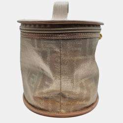 Fendi Vintage Gold Canvas Zucca Vanity Bag