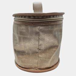 Fendi Vintage Gold Canvas Zucca Vanity Bag