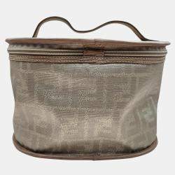 Fendi Vintage Gold Canvas Zucca Vanity Bag