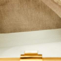 Pre Owned Fendi Beige/White Zucca Fabric and Leather Large Selleria Peekaboo Top Handle Bag