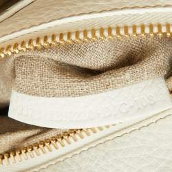 Pre Owned Fendi Beige/White Zucca Fabric and Leather Large Selleria Peekaboo Top Handle Bag