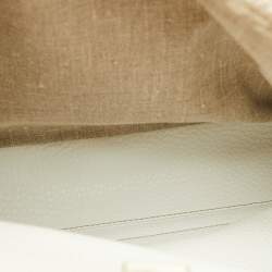 Pre Owned Fendi Beige/White Zucca Fabric and Leather Large Selleria Peekaboo Top Handle Bag