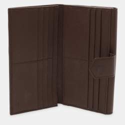 Pre Owned Fendi Tobacco Zucca Canvas and Leather Turnlock Flap Continental Wallet