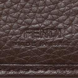 Pre Owned Fendi Tobacco Zucca Canvas and Leather Turnlock Flap Continental Wallet