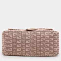 Pre Owned Fendi Light Pink Zucchino Canvas and Leather Mama Forever Shoulder Bag