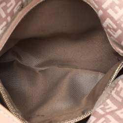 Pre Owned Fendi Light Pink Zucchino Canvas and Leather Mama Forever Shoulder Bag