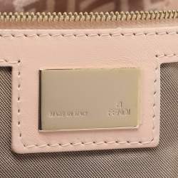 Pre Owned Fendi Light Pink Zucchino Canvas and Leather Mama Forever Shoulder Bag