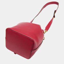 Pre Owned Fendi Red Leather Mon Tresor Bucket Bag