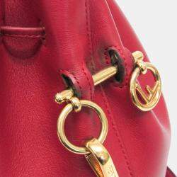 Pre Owned Fendi Red Leather Mon Tresor Bucket Bag