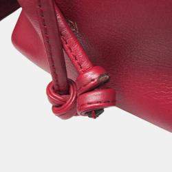 Pre Owned Fendi Red Leather Mon Tresor Bucket Bag