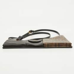 Pre Owned Fendi Black/Tobacco Zucca Coated Canvas and Leather Business 3 Pocket Crossbody Bag
