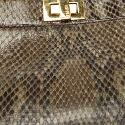 Pre Owned Fendi Multicolor Python Mini Peekaboo Top Handle Bag