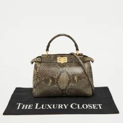 Pre Owned Fendi Multicolor Python Mini Peekaboo Top Handle Bag