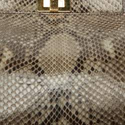 Pre Owned Fendi Multicolor Python Mini Peekaboo Top Handle Bag