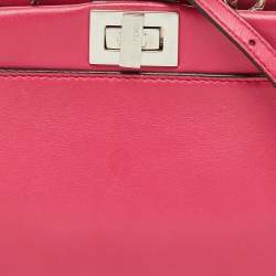 Fendi Pink Leather Micro Peekaboo Top Handle Bag