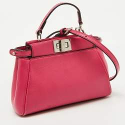 Fendi Pink Leather Micro Peekaboo Top Handle Bag