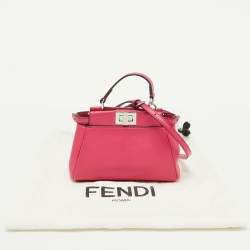 Fendi Pink Leather Micro Peekaboo Top Handle Bag