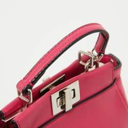 Fendi Pink Leather Micro Peekaboo Top Handle Bag