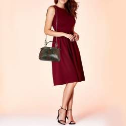 مملوكة مسبقًا Fendi Brown/Green Python Mini Peekaboo Top Handle Bag