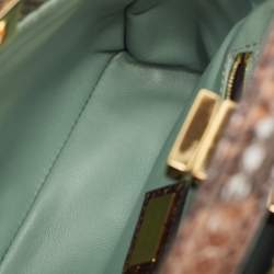 مملوكة مسبقًا Fendi Brown/Green Python Mini Peekaboo Top Handle Bag