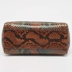 مملوكة مسبقًا Fendi Brown/Green Python Mini Peekaboo Top Handle Bag