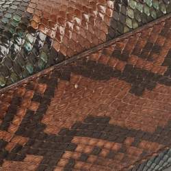 مملوكة مسبقًا Fendi Brown/Green Python Mini Peekaboo Top Handle Bag