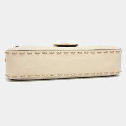Fendi Beige Leather Baguette Shoulder Bag