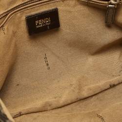 Pre Owned Fendi Brown Zucca Fabric Large Mia Flap Shoulder Bag