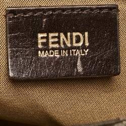 Pre Owned Fendi Brown Zucca Fabric Large Mia Flap Shoulder Bag