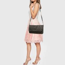 Pre Owned Fendi Brown Zucca Fabric Large Mia Flap Shoulder Bag