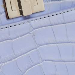 Fendi Light Blue Crocodile Micro Peekaboo Top Handle Bag
