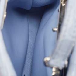 Fendi Light Blue Crocodile Micro Peekaboo Top Handle Bag