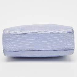 Fendi Light Blue Crocodile Micro Peekaboo Top Handle Bag
