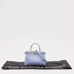 Fendi Light Blue Crocodile Micro Peekaboo Top Handle Bag