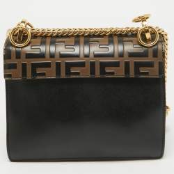 مملوكة مسبقًا Fendi Brown/Black FF Leather Mini Kan I Shoulder Bag
