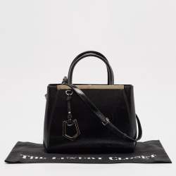 Pre Owned Fendi Black Patent Leather Petite 2Jours Tote