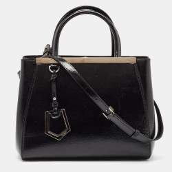 Pre Owned Fendi Black Patent Leather Petite 2Jours Tote