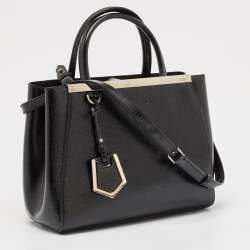 Pre Owned Fendi Black Patent Leather Petite 2Jours Tote