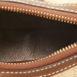 Fendi Brown/Cream Leather and Raffia Nano Fendigraphy Hobo