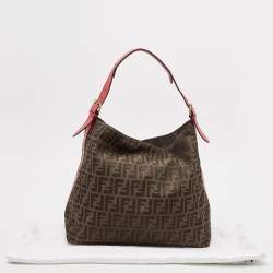 Pre Owned Fendi Tobacco Zucca Canvas and Leather Tote