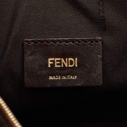 Pre Owned Fendi Tobacco Pequin Striped Coated Canvas and Leather Boston Bag
